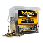 Velocity Interior 1 1/2 Wood Screws Contractor Pack (Size #10, 425 Pcs) – Self Tapping Screws with Phillips bits, Stick Tight Technology, Carbon Steel with Zinc Plating, Durable Storage Organizer