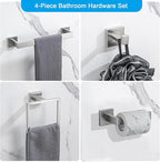 4-Piece Bathroom Hardware Set, Towel Rack Towel Holder Toilet Paper Holder Towel Hooks Towel Bar Set Stainless Steel Towel Rack Accessories Set Wall Mounted, Brushed Nickel 23 Inch