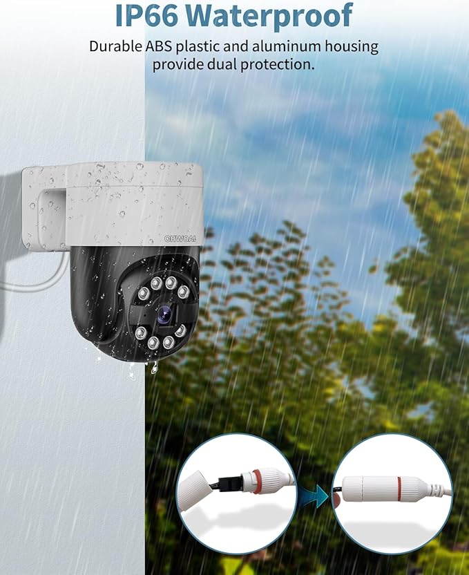 《130°Wide Angle & 2-Way Audio 》4K Outdoor Wired Security Camera System,360 Degrees Security PTZ IP Cameras,Surveillance Video Equipment, Surveillance DVR Kits