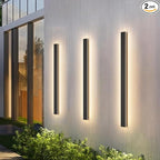 Outdoor Lights 2 Pack,Modern Outdoor Wall Light Long Strip LED Wall Sconce IP65 Anti Rust Warm Light Fixture 3000K Exterior Wall Mount Lights for Entrance, Hallway, Garage, Porch