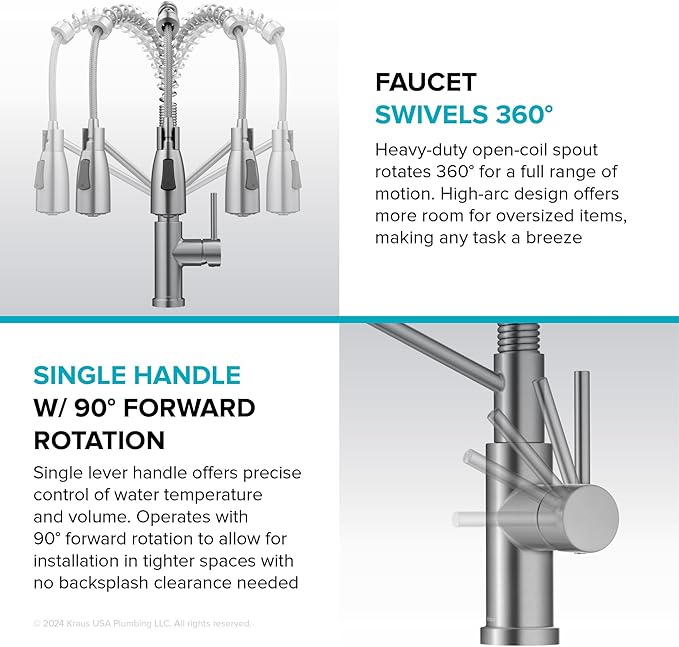 KRAUS Coda Commercial Style 2-Function Single Handle Pull Down Kitchen Faucet in Spot-Free Brushed Brass, KPF-1617BB