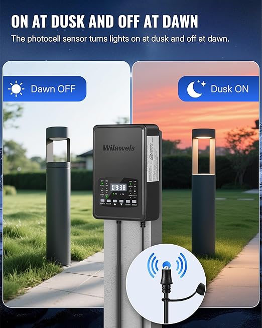 500W Low Voltage Landscape Transformer, 2 Zone Independent Control Landscape Lighting Transformer, 120VAC to 12/14V AC Low Voltage Transformer with Timer & Photocell Sensor ETL Listed D24LT06