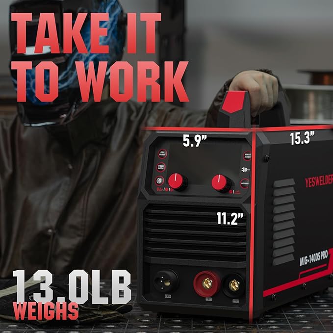 YESWELDER MIG-140DS PRO MIG Welder, 140Amp 110/220V Dual Voltage, 4 in 1 Gas MIG/Flux Core MIG/Lift TIG/Stick Multiprocess MIG Welding Machine