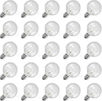 Abeja G40 Replacement Light Bulbs, 5W Clear Globe Bulb fits E12/ C7 Candelabra Screw Base Sockets, 1.5 Inch Clear Light Bulbs for Indoor Outdoor Patio Decor, 25Pack