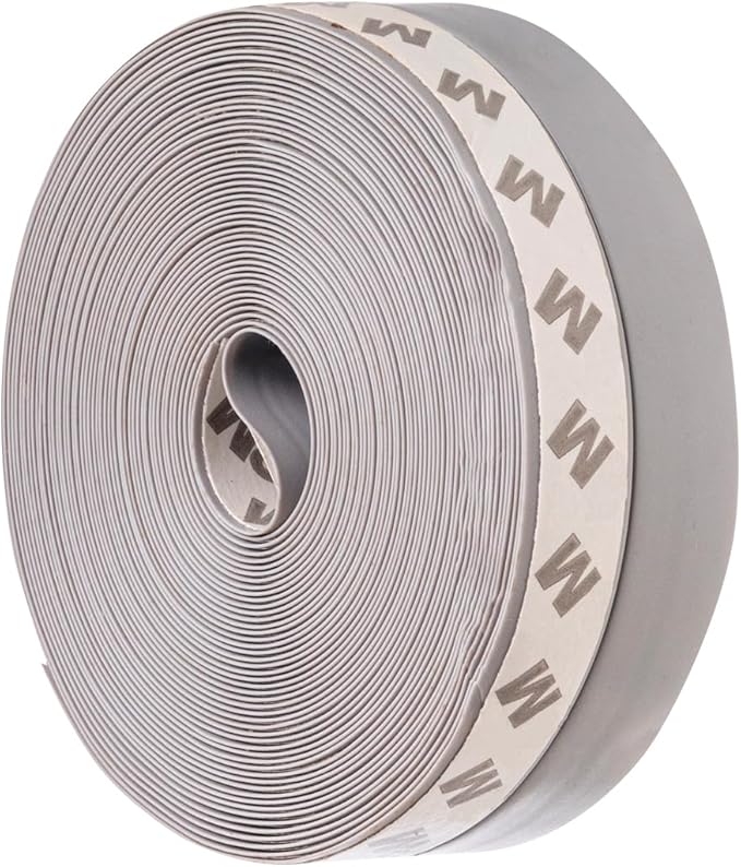 Weather Stripping Door Seal Strip for Gaps, Silicone Draft Stopper Adhesive Tape for Sliding Doors, Windows, Shower Glass, Soundproof Seal for Home Insulation, 32.8ft Roll Grey