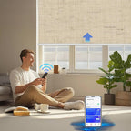 Motorized Blinds with Remote Cordless Automatic Motorized Shades Custom Blinds for Windows Smart Curtains Compatible with Alexa Google Home(Blackout Linen Soft Dunes,W58 x H72in)