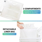 SMIBUY Double Laundry Hamper with Lid, 120L Bamboo Laundry Basket with Removable Liner Bag, 2-Section Clothes Divider Laundry Sorter for Laundry Room, Bathroom, Bedroom (White)