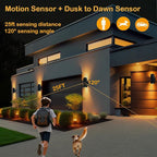 Motion Sensor Outdoor Wall Light with 3 Light Modes, Dusk to Dawn Modern Aluminum Sconce with E26 Bulbs, Waterproof Exterior Lighting for Porch, Garage, Patio, Entryway, ETL Listed