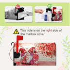 Valentines Gnomes Kiss Mailbox Cover Standard Size 21 X 18 Love Hearts Rose Magnetic Mailbox Covers Red Letter Box Cover Wraps for Garden Yard