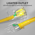 POWGRN 2 Pack 3 ft 12/3 Outdoor Extension Cord Waterproof Heavy Duty with Lighted Indicator End 12 Gauge 3 Prong, Flexible Cold-Resistant Long Power Cord Outside, 15Amp 1875W Yellow ETL Listed