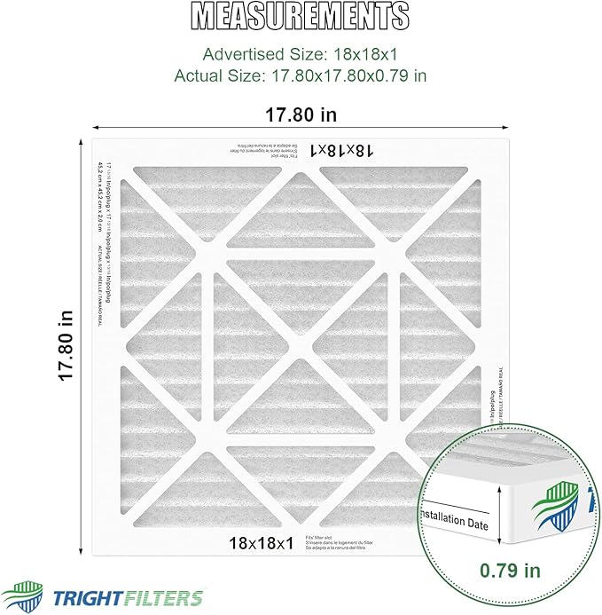 18x18x1 Air Filter 4 Pack, MERV 8 Pleated Dust Defense Air Filters Replacement Air Conditioner HVAC AC Furnace Filter, Durable and Lightweight