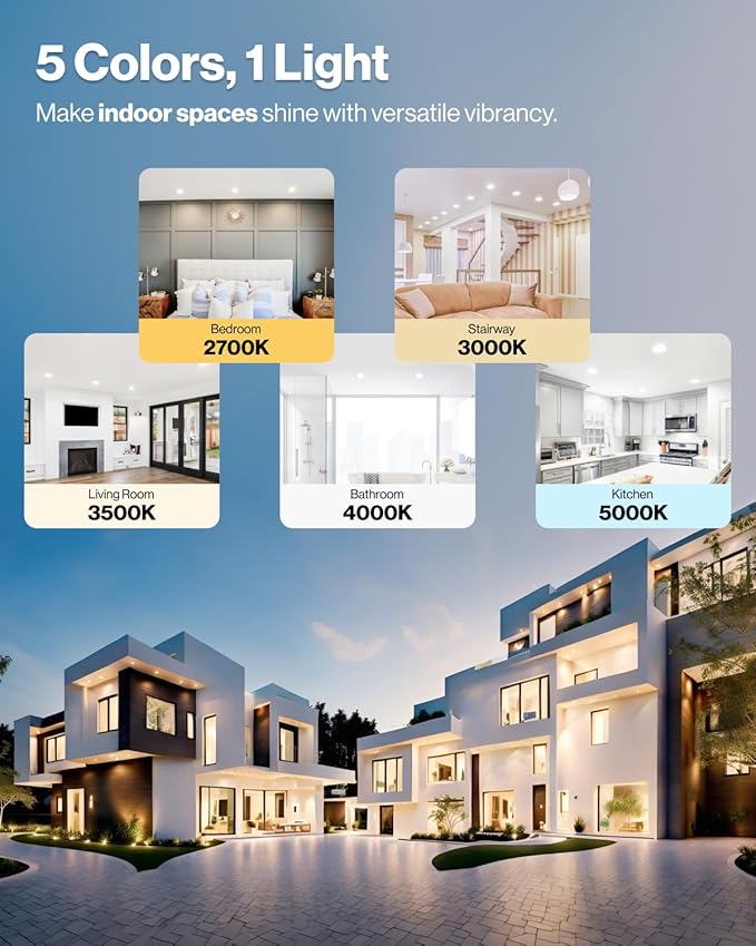 Sunco 12 Pack 6 Inch LED Recessed Light, Ceiling Canless Recessed Lights, Baffle Trim, 850 LM, 14W, Selectable CCT 2700K/3000K/4000K/5000K/6000K, Dimmable, Wafer Thin with Junction Box