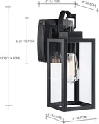 Pia Ricco Outdoor Porch Lights with GFCI Outlet, Matte Black Outside Wall Lantern with Clear Glass Shade, Waterproof Wall Mount Lighting Fixture, Exterior Sconce for House Patio Garage, ETL Listed