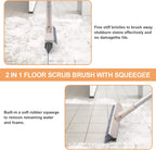 Grout Brush with Long Handle, 2 in 1 V-Shaped Floor Scrub Brush for Cleaning, Bathroom, Garage, Wall, Patio, and Tile, Stiff Bristle Brush with 54'' Telescopic Handle