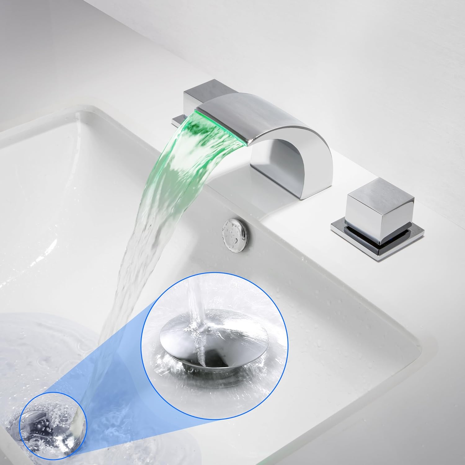 Bathroom Sink Pop Up Drain Kit Vessel Push Button Drain Stopper Assembly Vanity Sink Drain with Overflow, Polished Chrome