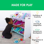 Humble Crew 9-Bin Toy Organizer – Forever Natural White/Pink/Purple/Aqua Plastic Bins, 3-Tier Storage Solution for Kids' Playrooms and Nurseries