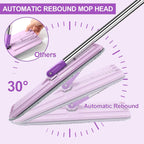 Mop and Bucket with Wringer Set, Hands Free Flat Floor Mop and Bucket, 5 Washable Microfiber Pads Included, Wet and Dry Use, Home Floor Cleaning System for All Floor Types and Windows,Purple