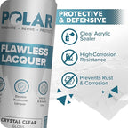 Polar Clear Gloss Flawless Lacquer Spray - 2 x 13.5 Fl Oz - Clear Coat Spray Paint - Non-Yellowing & Scratch Resistant - Interior & Exterior Surfaces for Wood, Metal, Plastics, Glass & Ceramics
