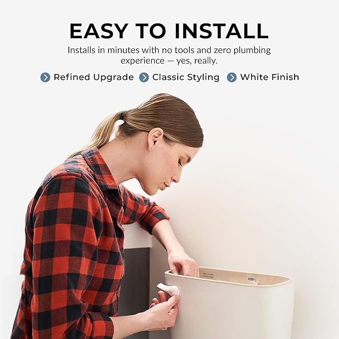 Qualihome White Toilet Tank Flush Lever Handle, Universal Front Mount with Nut Lock, Fits Most Toilets