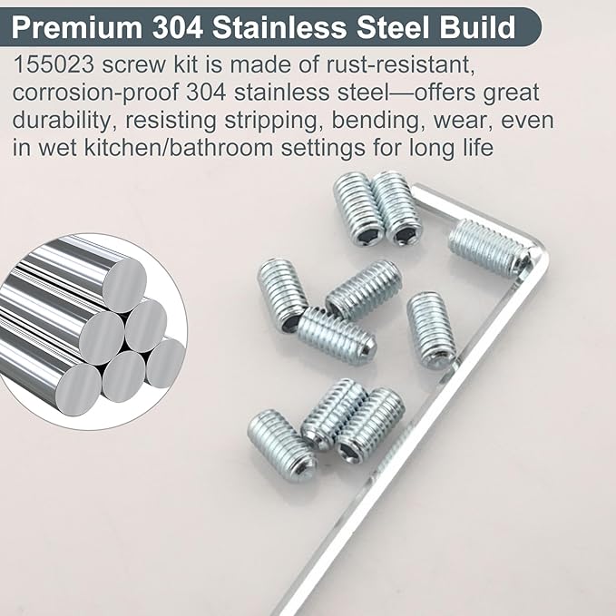 10Pcs Kitchen Faucet Parts for Moen 155023 Screw Kit,Stainless Steel Screws for Kitchen Faucet Handle Repair & Faucet Replacement Parts,Compatible with Moen Single Handle Faucet