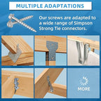Upgrade SD Connector Screws, #9 x 1-1/2" Heavy-Duty Joist Hanger Screws, 500-Hour Salt Spray Rust Prevention Grade, 1/4" Hex Head with 0.370"-Dia, Replace 10D Nails and Simpson SD9112R500, 500-QTY