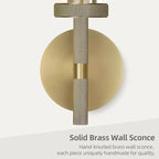 Modern Brass Hardwired Wall Sconces 2 Pack, 21'' Knurled Bathroom Wall Sconce, Indoor Wall Sconce,Copper and Tube Glass Vanity Light, for Living, Bedroom, Hallway, Staircases, Include Bulbs