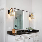 Wall Sconces, Set of 2 Black Gold Crystal Vanity Lights, Modern Wall Lamp for Bathroom, Hallway, and Makeup, Easy Installation