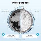 Portable Non-Electric Washing Machine - Hand Crank Manual Washer Spin Dryer 2 in 1, Compact for Apartment, RV, Camping, Travel, Outdoor Use (Grey)