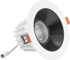Maxxima 4 in. Ultra-Thin Recessed Anti-Glare LED Downlight - Canless IC Rated, 1200 Lumens, 5 Color Temperature Selectable 2700K/3000K/3500K/4000K/5000K, Dimmable Round White Trim Black Baffle, 90 CRI