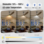 60" Outdoor Ceiling Fan with Light, Rustic Wifi Smart Ceiling Fan with Remote/APP/Alexa Control, 3 Wood Blade Propeller DC Ceiling Fans for Indoor Exterior Patios Porch Garage, Quiet Energy Efficient