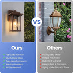 Outdoor Wall Sconce, Outside Porch Light Fixtures, Anti-Rust Exterior Wall Lights in Brown Finish with Clear Glass for Garage Doorway Entryway, 2 Pack