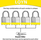 Padlocks with Same Key, LQYN 100 Pcs Laminated Keyed Padlock (1-9/16", 40mm), Keyed Alike Locks, Normal Shackle, for Storage Locker, Hasp Latch, Toolbox, Sheds