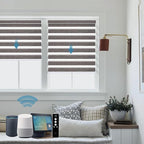 SmartWings Motorized Zebra Shades Work with HomeKit, Alexa, Google Home, 85% Blackout Light Filtering Day Night Sheer Blinds, Privacy Light Control, for Home/Office, Customized, River Stone