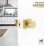 Mega Handles SUANA Passage Door Knob for Hallway, Closet and Bathroom, Reversible Heavy Duty Design Door Knobs, Fits All Standard Door Sizes, Screws Included - Satin Brass (1 Pack)