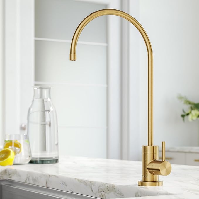 KRAUS Purita 100% Lead-Free Kitchen Water Filter Faucet in Brushed Brass, FF-100BB