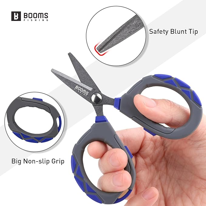 Booms Fishing Braided Line Scissors: Micro-Serrated Stainless Steel Blades Line Cutter - XW01 4.1" Fishing Serrated Shears