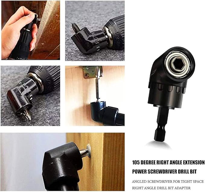 Flexible Drill Bit Extension Set with Right Angle Attachment, 360° Rotatable 1/4 3/8 1/2" Impact Grade Socket Adapter Sets for Cordless Drill & Screwdriver, Power Drill & Driver