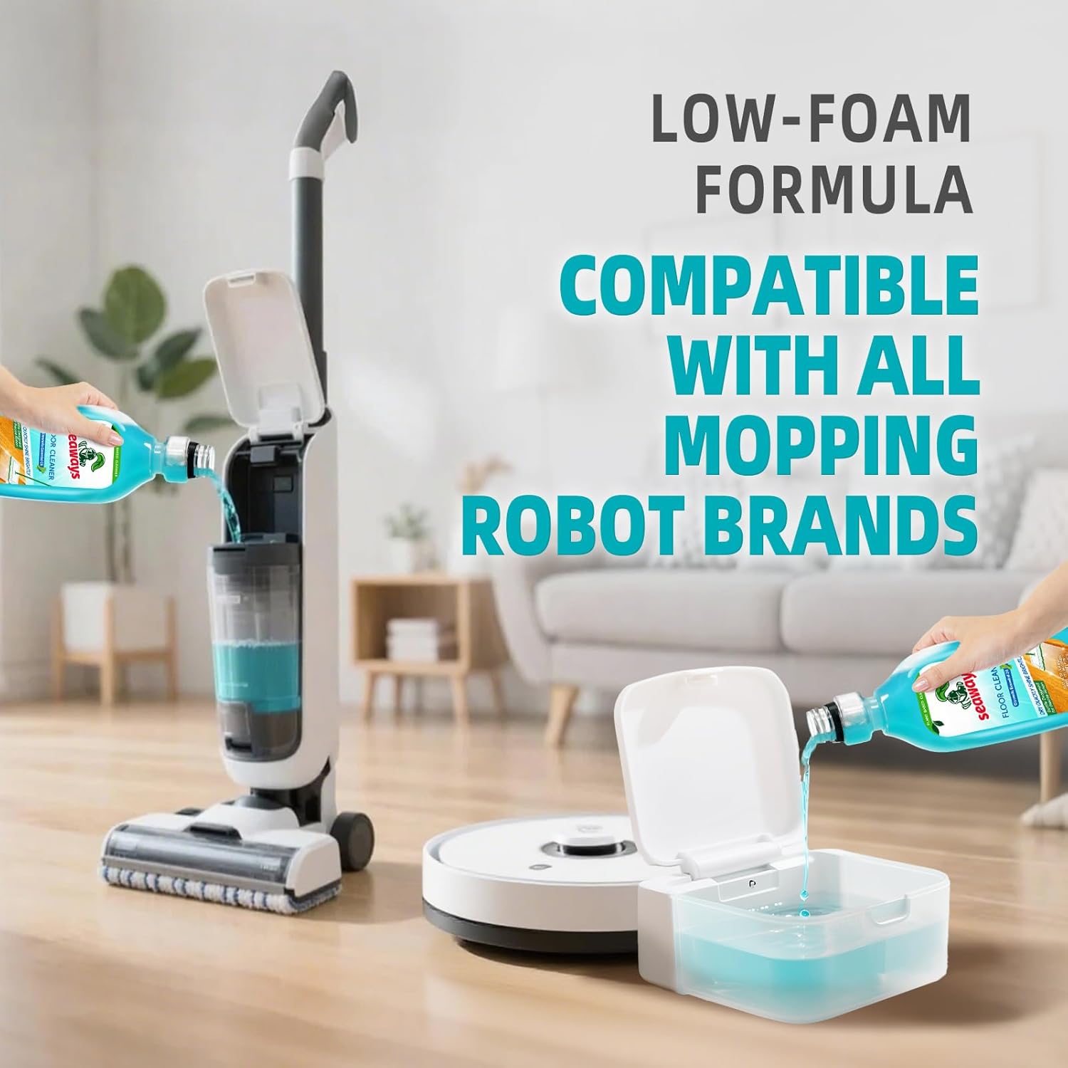 Robot Mop Cleaning Solution,100X Concentrated Floor Cleaner compatible with All Robot Vacuum and Mop,Plant-Based, Pet-Safe Formula for Hardwood,Tile, Laminate,Vinyl,16.9 Fl Oz(Pack of 4)