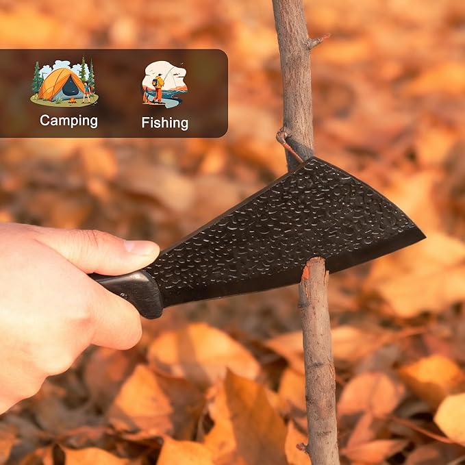 11 Inch Hatchet with Sheath, Small Compact Machete Axes, Fixed Blade Full Tang Camping Tactical Knife for Woodworking, Garden Machete Axe with Sheath for Bushcraft Yards Bushes Wood, A1BK