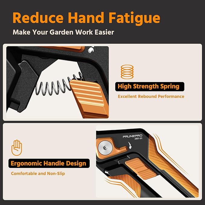 PrunePro Pruning Shears for Gardening Professional Bypass Hand Pruner Stainless Steel Sharp Blade Garden Scissors Plant Flower Garden Clipper Orange 4 Pack