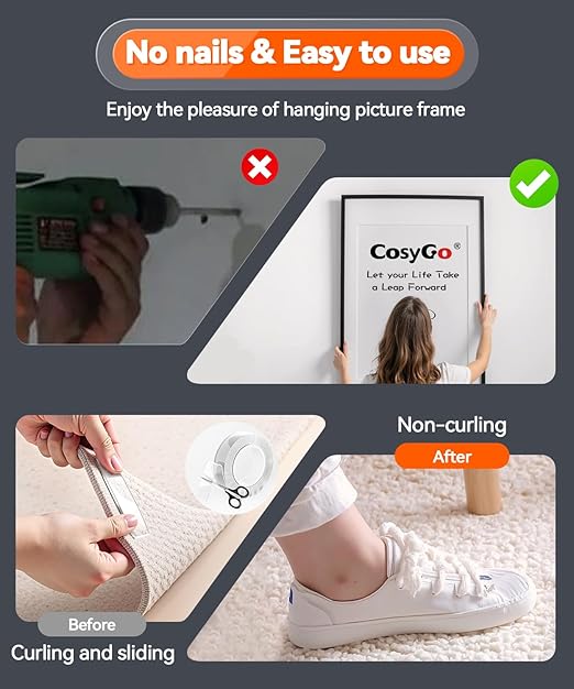 Strong Heavy Duty Double Sided Tape, 1.2" x 20FT Extra Large Clear & Tough Removable Nano Tape for Wall Hanging Strip Poster Deco Rug