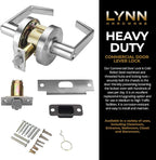 LYNN HARDWARE Commercial Door Lever Lock - Heavy-Duty Locking Door Handle, Designer Door Handles, Cylindrical Lever Lock, Non-Handed Grade 2 Door Handle, Satin Chrome, Privacy/Bathroom Function