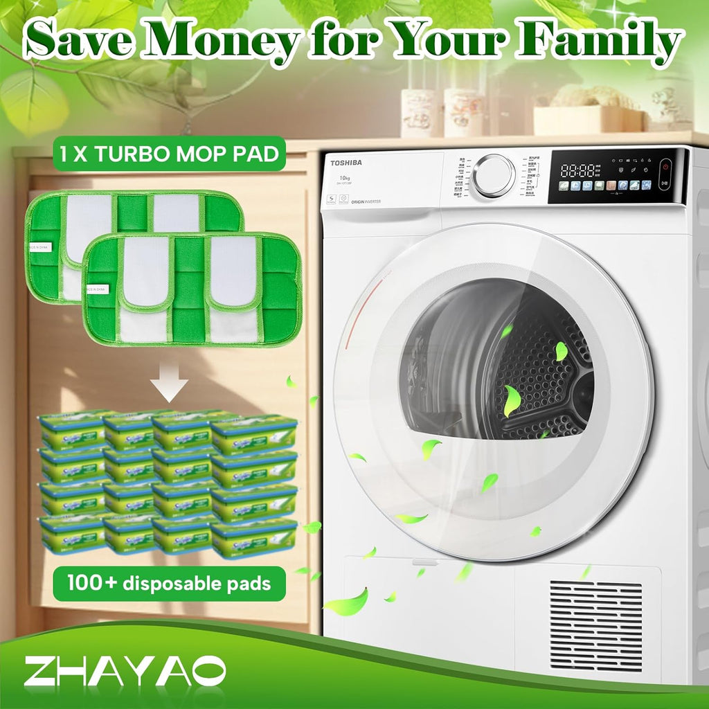 Reusable Pads Compatible with Swiffer Sweeper Mops, 2 Pack Washable Microfiber Floor Pad Refills, Wet and Dry Flat Cover for Surface/Hardwood Floor Cleaning (Mop Not Included)