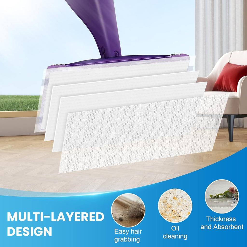 36-Pack Disposable Mop Pad Refills for Swiffer Wet Jet Spray Mop - Wet Jet Pads for All Floor Types - 5 Layers Thickened Durable and Super Absorbent