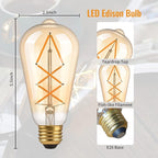 OMED LED Edison Vintage Light Bulb 60 Watt Equivalent E26 Base 2700k Soft White Dimmable ST64 Amber Glass 60w Energy Saving Ideal Dining Rooms Durable Light for a Cozy Atmosphere 6 Pack 6w Led Bulbs