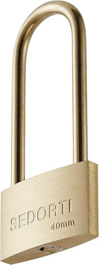 Weather Proof Lock, Solid Brass Padlock with Brass Long Shackle, 1-1/2" Wide, Light Duty Small Marine Grade Padlock