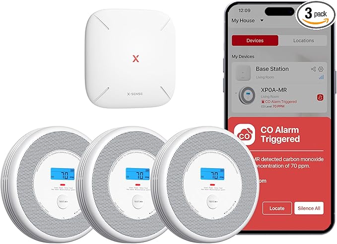 X-Sense Combination Smoke and Carbon Monoxide Detector with Voice Location, Interconnected Smoke Detector Carbon Monoxide Detector Combo with Base Station (Included), Model XP0A-MR31