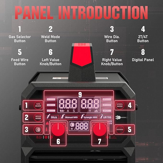 YESWELDER MIG-140DS PRO MIG Welder, 140Amp 110/220V Dual Voltage, 4 in 1 Gas MIG/Flux Core MIG/Lift TIG/Stick Multiprocess MIG Welding Machine