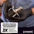 GLOVEWORKS Black Nitrile Gloves Disposable Latex Free, 5 Mil Industrial, For Mechanic, Cleaning, Cooking, Kitchen, Food Grade