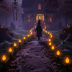 C9 Orange Halloween Incandescent Light Bulbs, 25-Pack E17 Base, Waterproof Outdoor Pathway & Yard Lighting, Halloween Decorations, Spooky Glow for Parties & Events